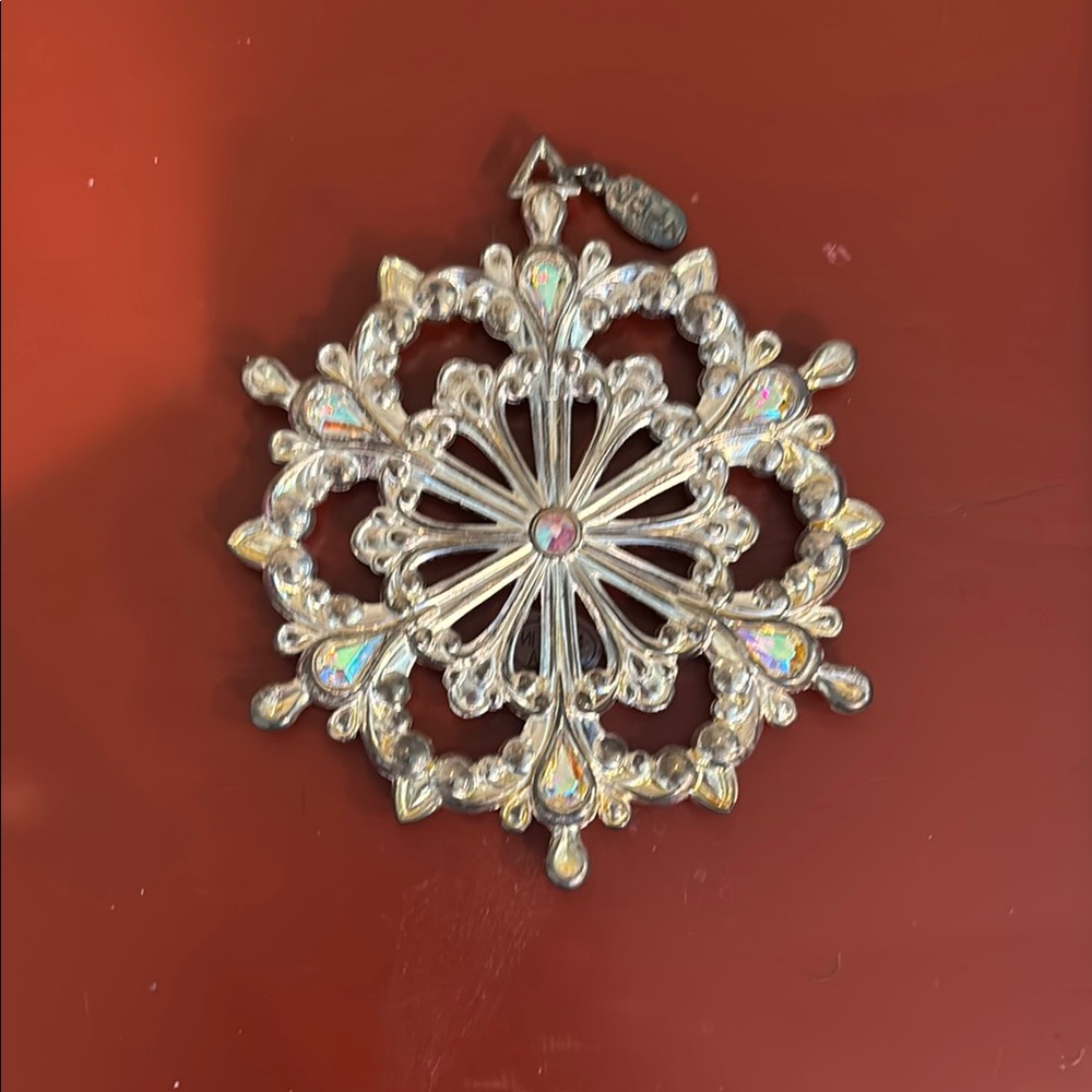 Lenox Silver snowflake ornament with Iridescent Accents